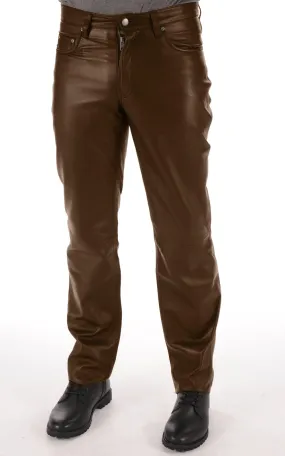 Jad Mens Leather Pants | Brown