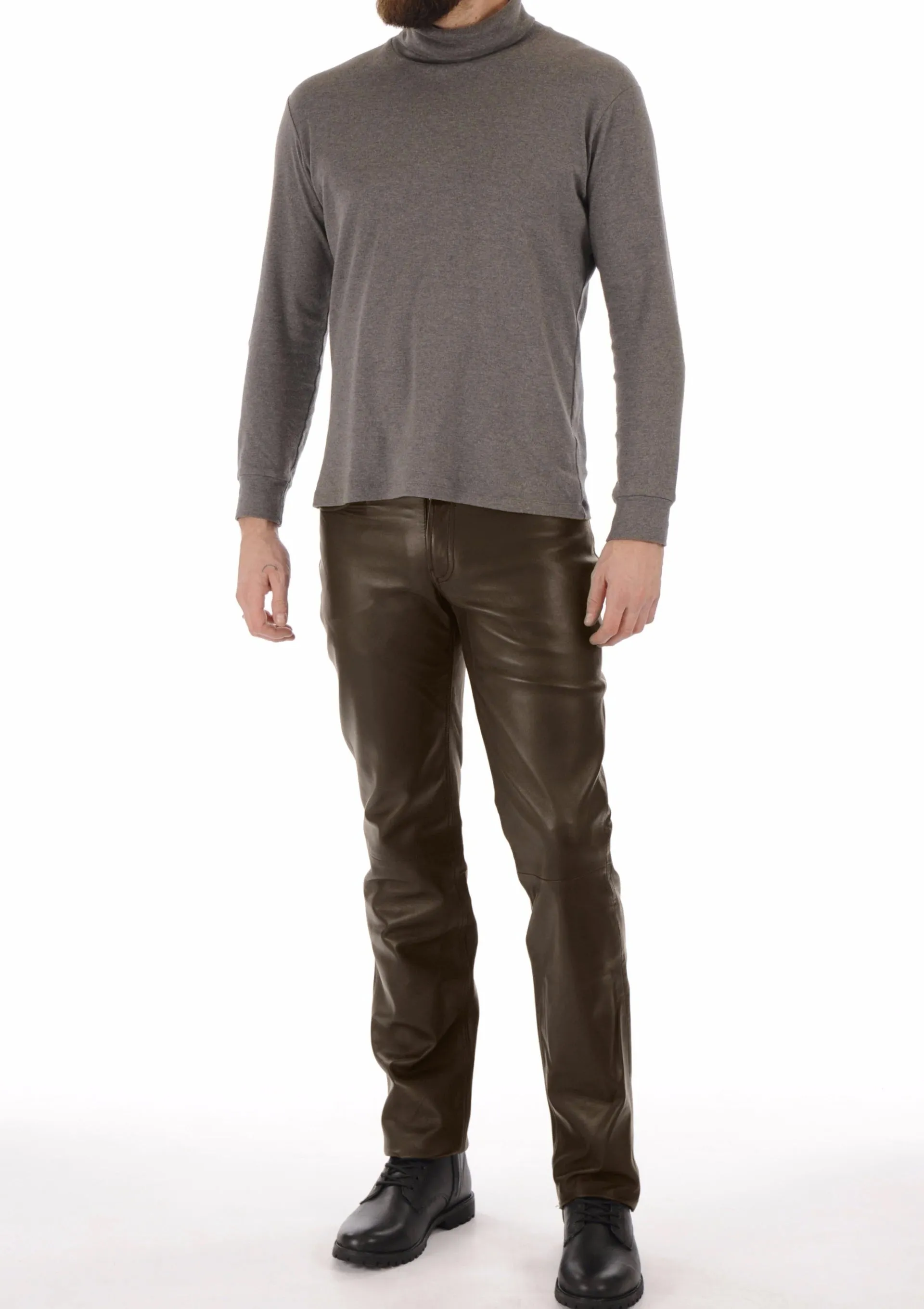 Jad Mens Leather Pants | Brown