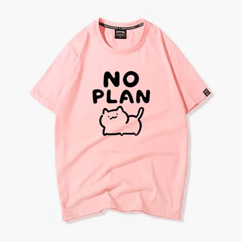 Kawaii Cat No Plan Cute T-Shirt