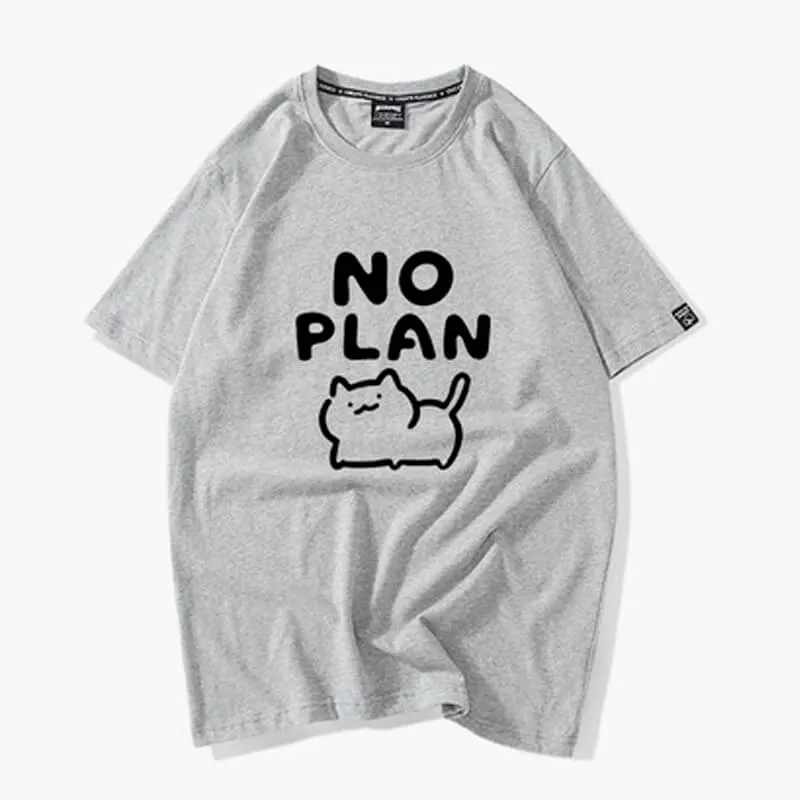 Kawaii Cat No Plan Cute T-Shirt