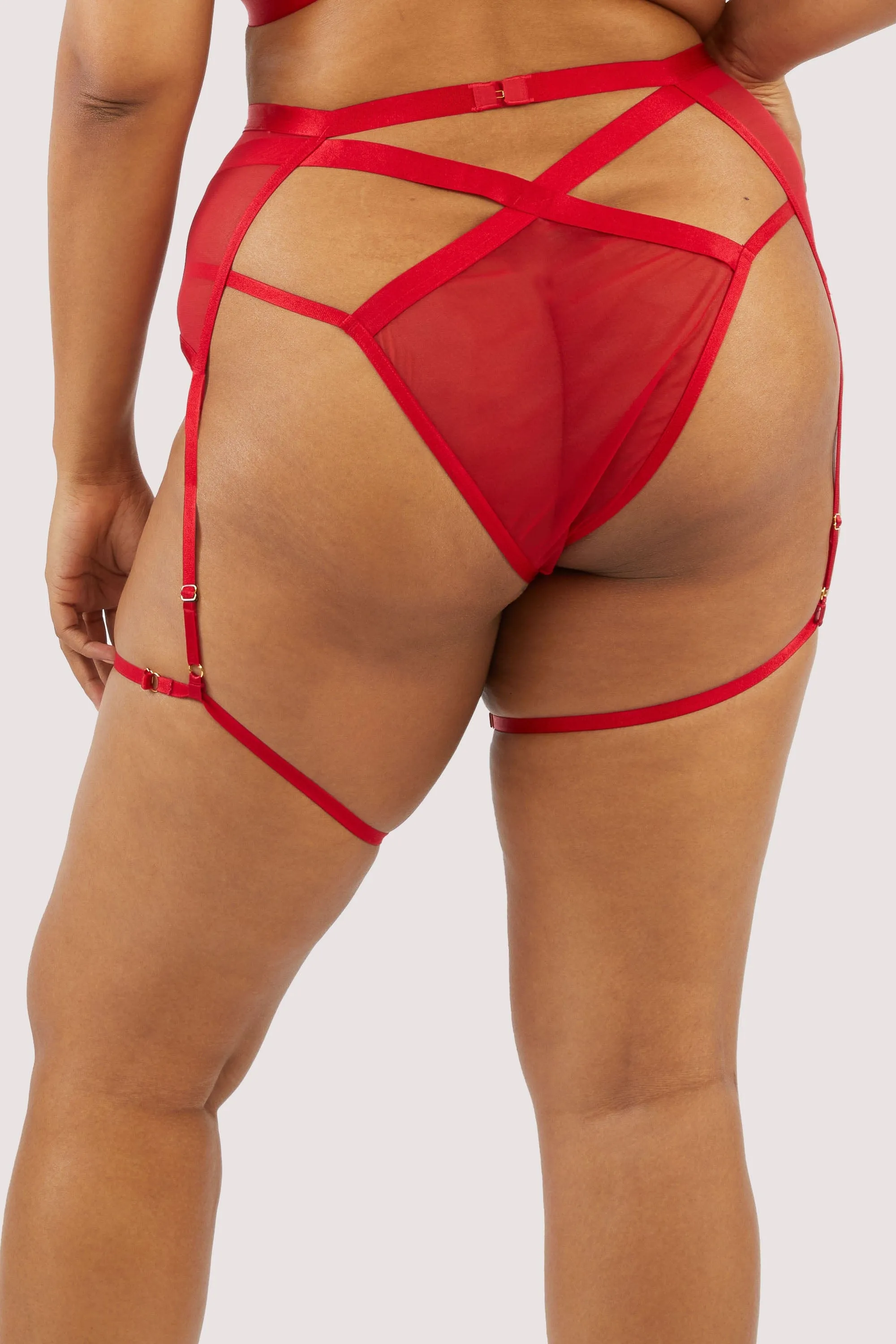 Mercury Red Mesh Harness Suspender