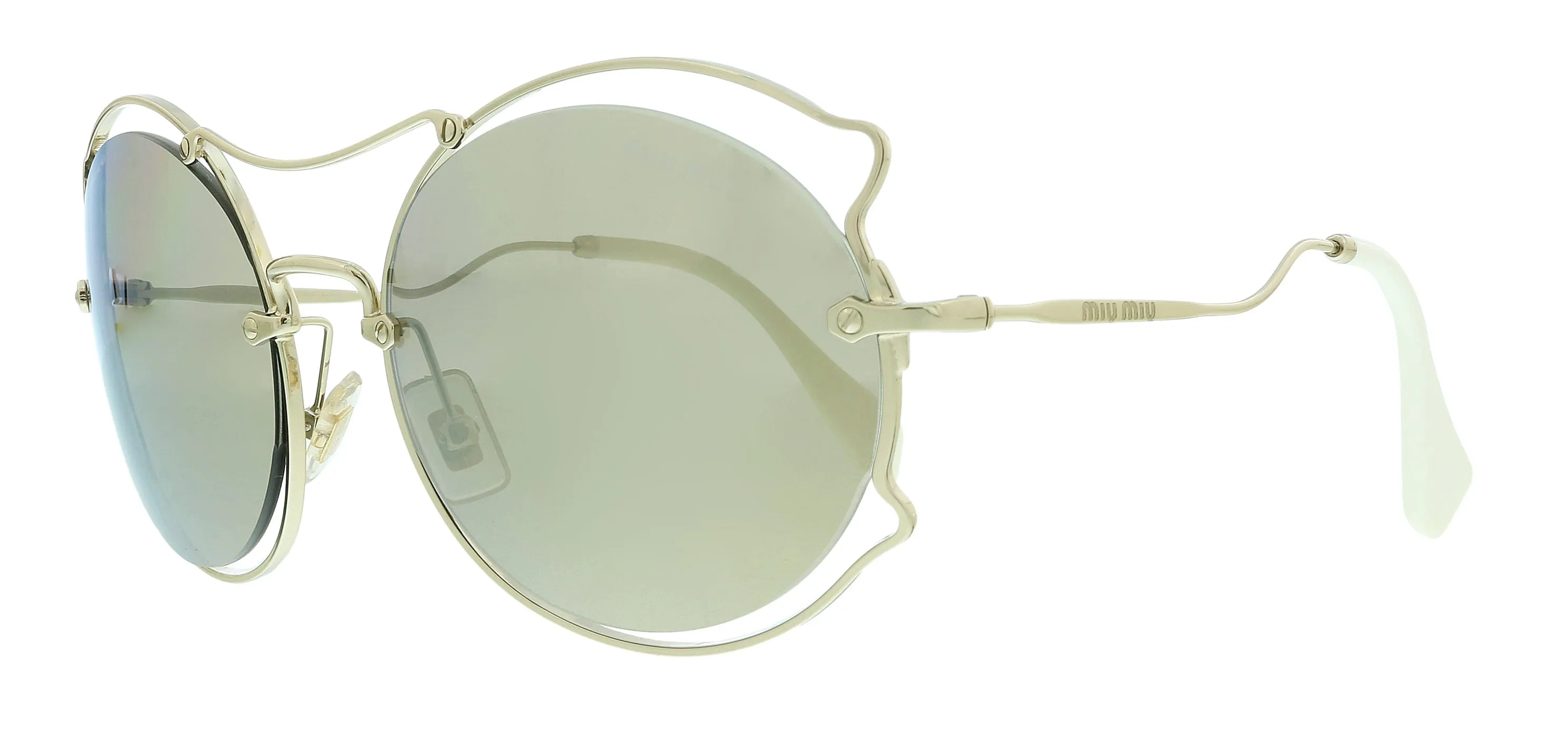 Miu Miu 0MU 50SS ZVN1C0 Pale Gold Irregular Sunglasses