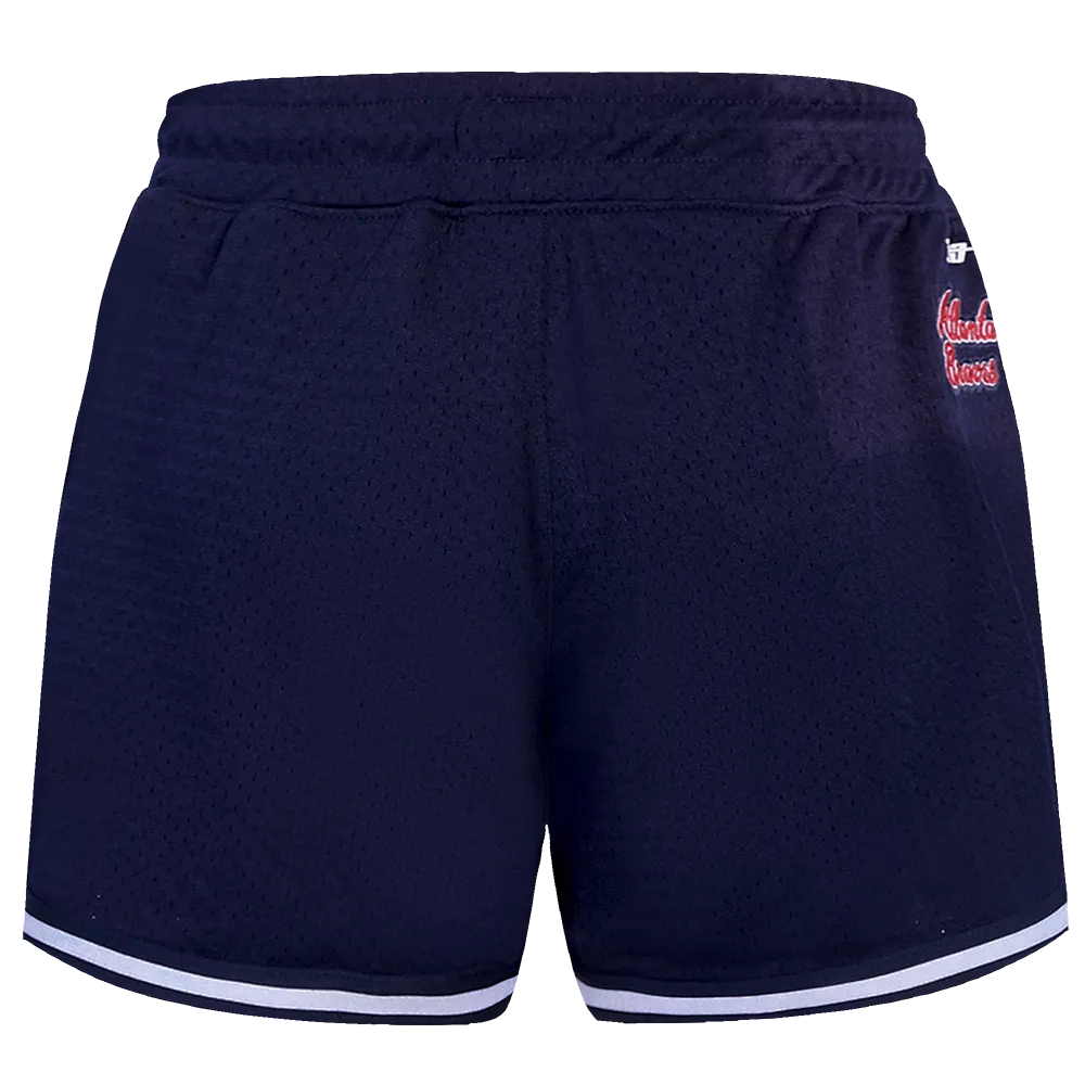 MLB ATLANTA BRAVES SCRIPT TAIL WOMEN'S MESH TAPE SHORT (MIDNIGHT NAVY)