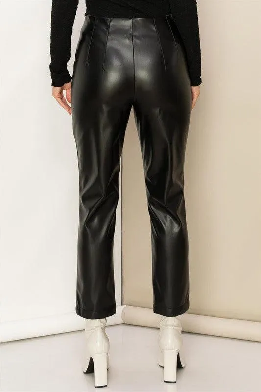 MODERN MUSE HIGH-WAIST PU TAPERED PANTS final sale