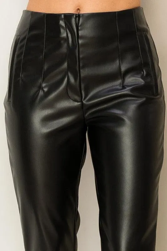 MODERN MUSE HIGH-WAIST PU TAPERED PANTS final sale