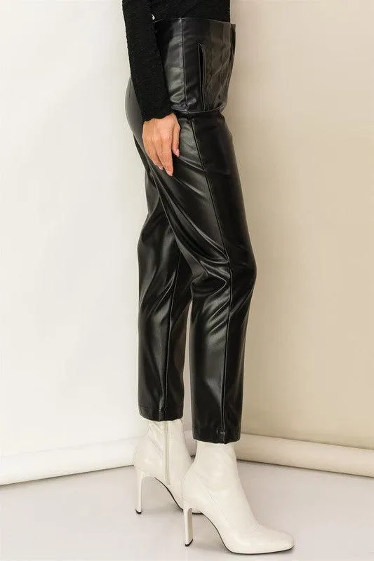 MODERN MUSE HIGH-WAIST PU TAPERED PANTS final sale