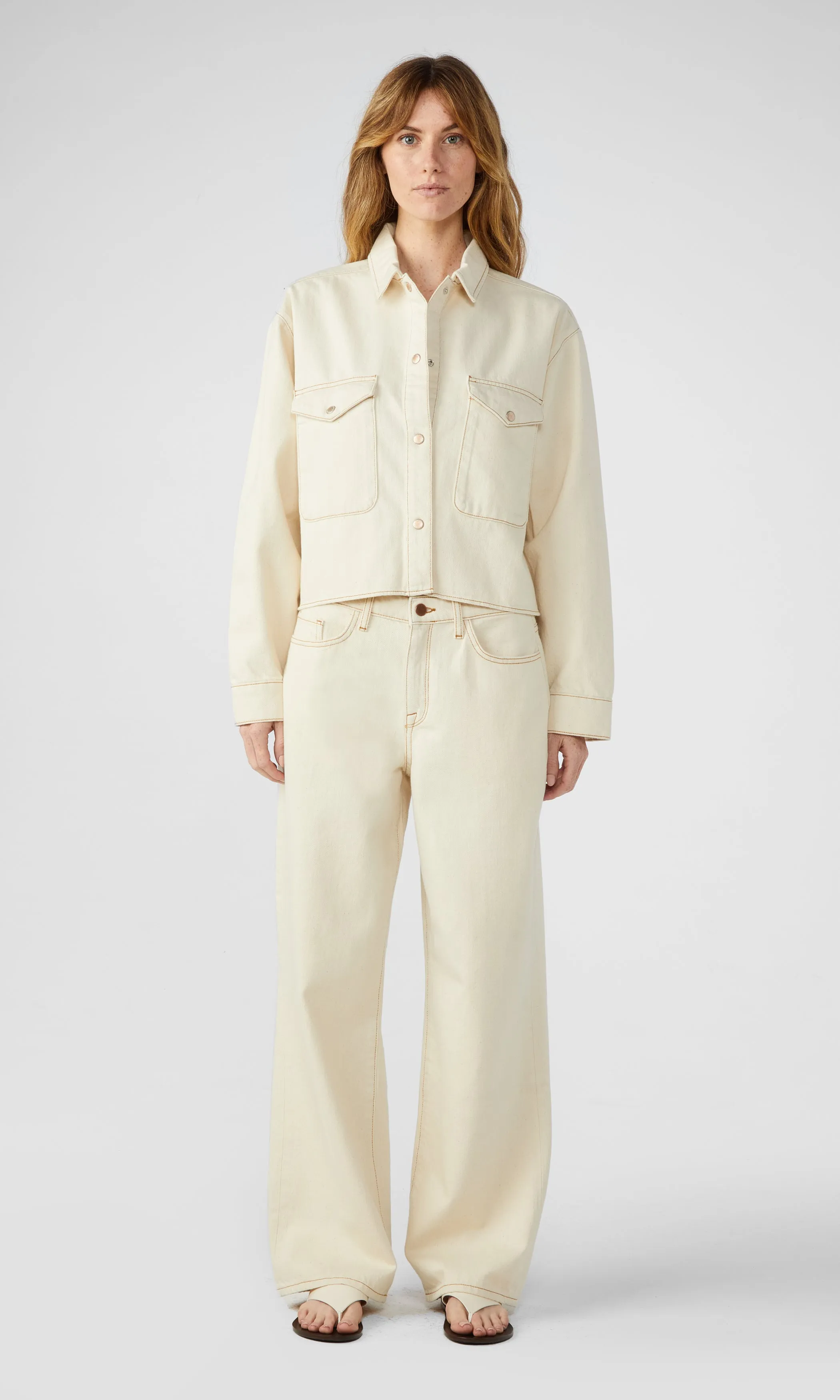 Ms. Castro Cropped Oversized Shirt - Off White