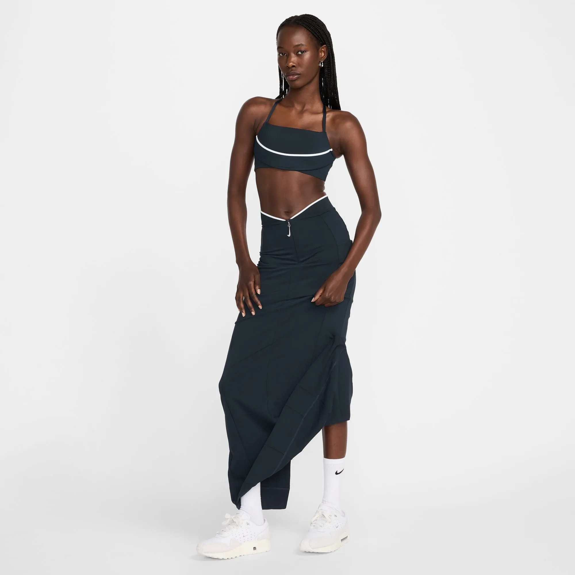 Nike X Jacquemus Women Long Skirt Dark Obsidian/White