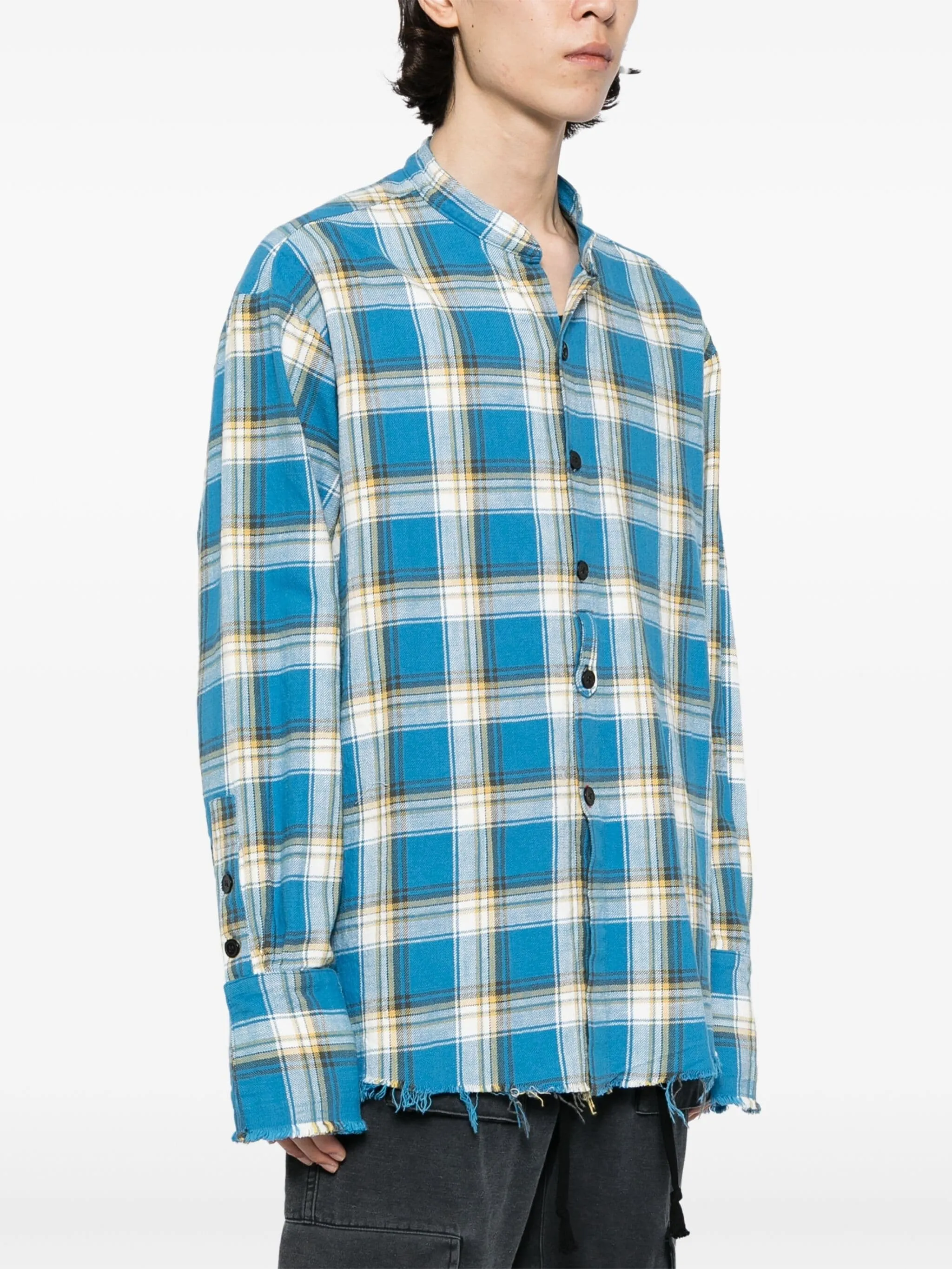 PLAID STUDIO PATCHWORK LS COTTON SHIRT