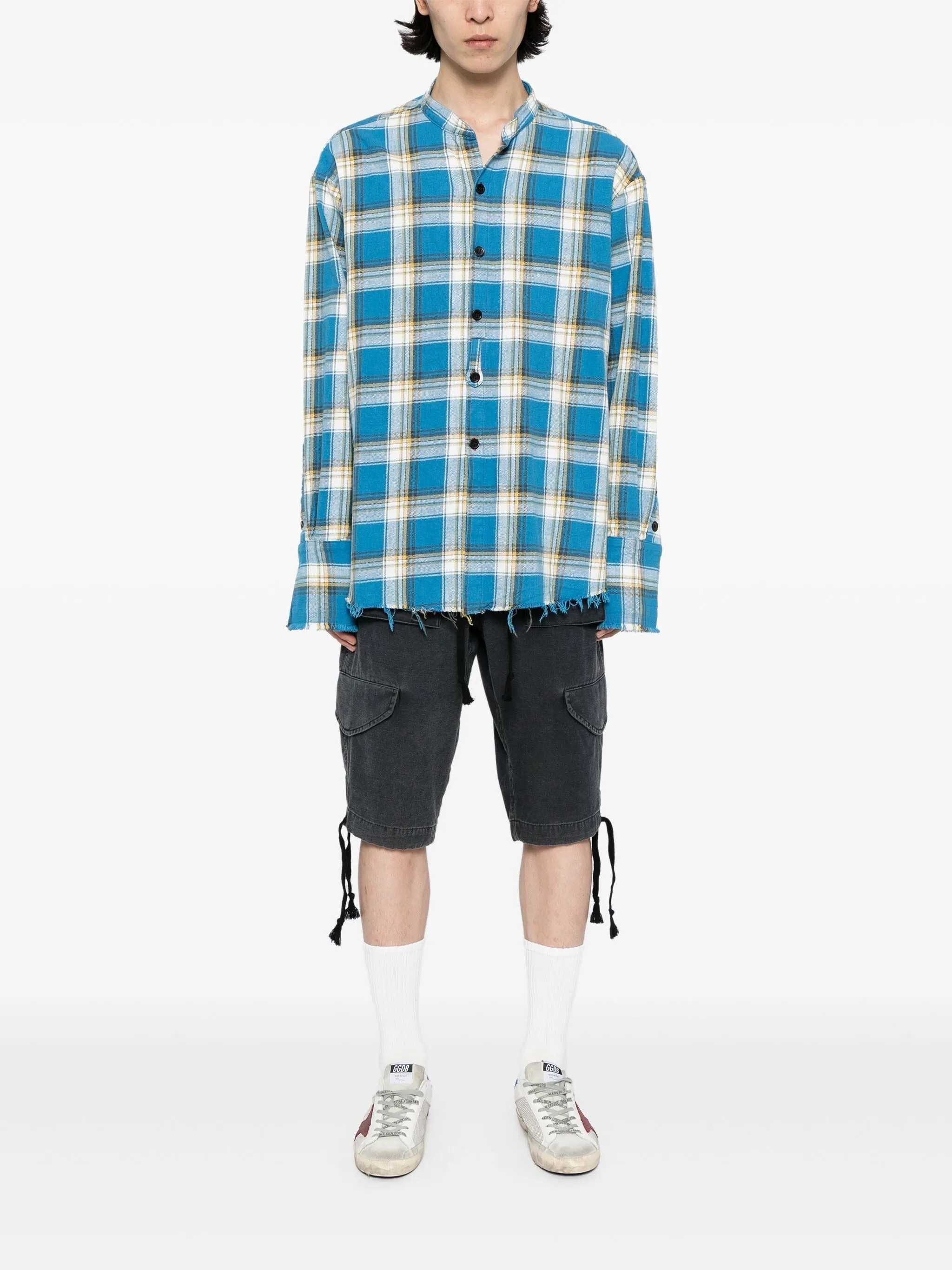 PLAID STUDIO PATCHWORK LS COTTON SHIRT