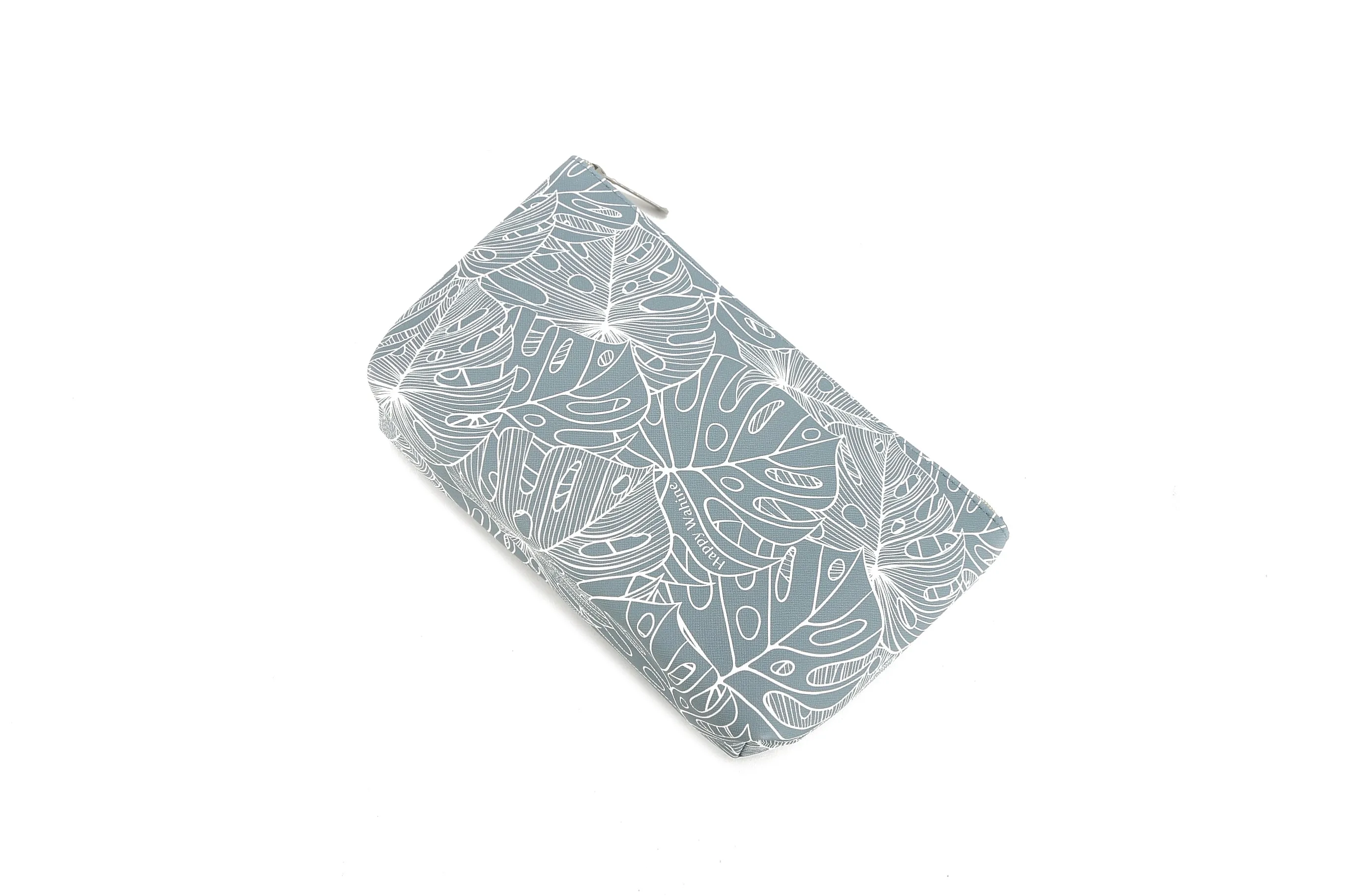 Pouch Gusset Medium Monstera Lines Grey