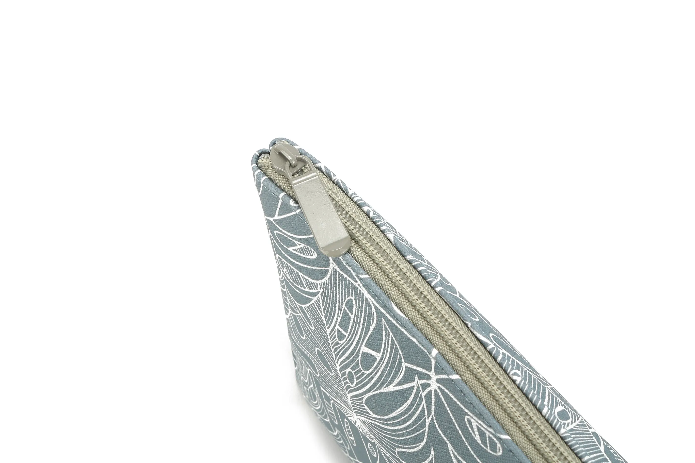 Pouch Gusset Medium Monstera Lines Grey