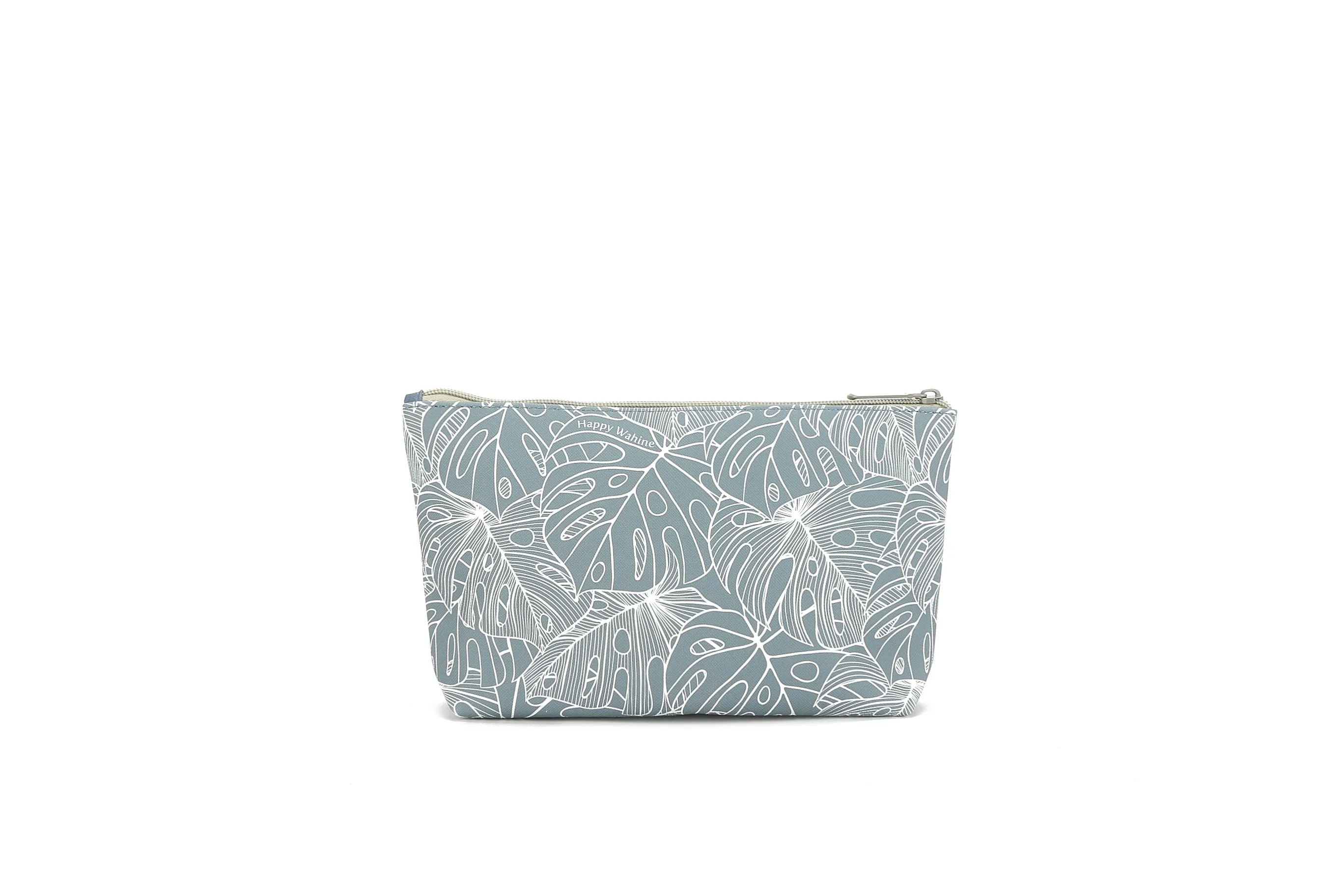 Pouch Gusset Medium Monstera Lines Grey