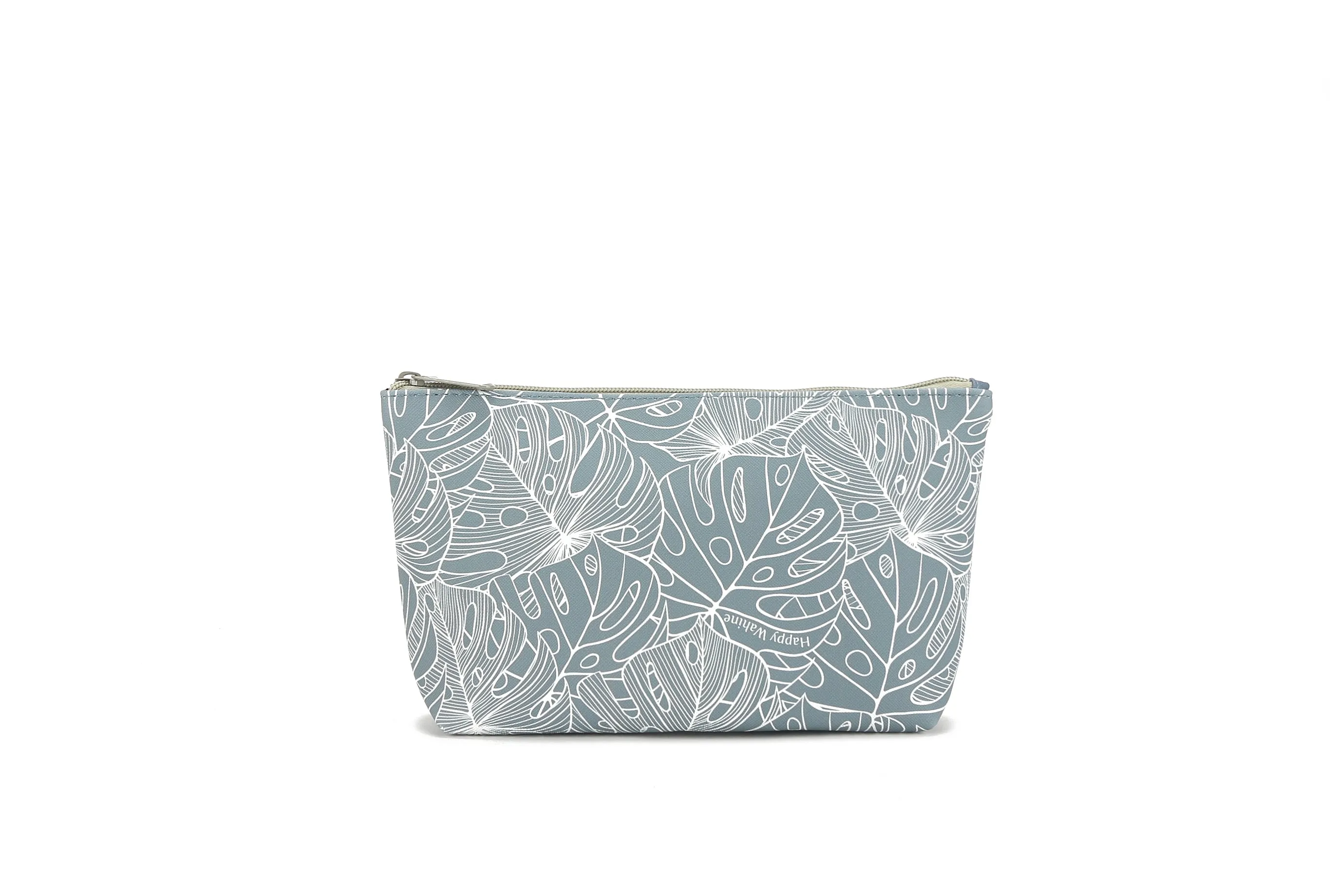 Pouch Gusset Medium Monstera Lines Grey