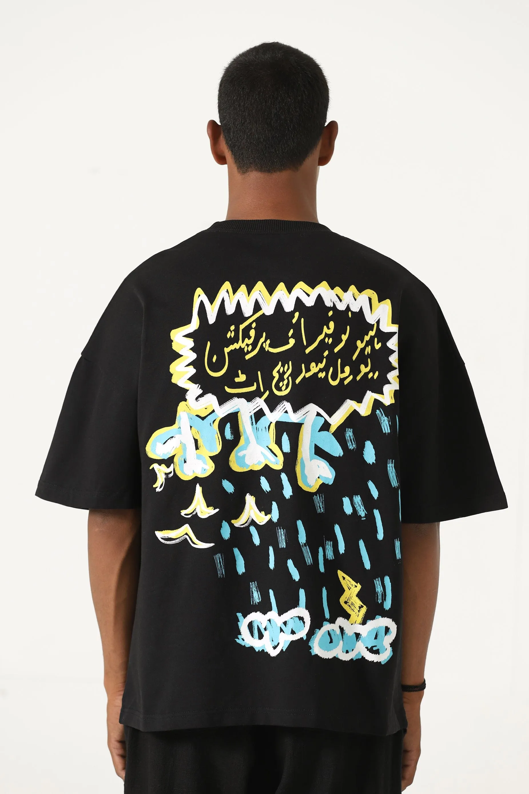 "CLOUDS ABOVE" PRINTED PATCHWORK T SHIRT