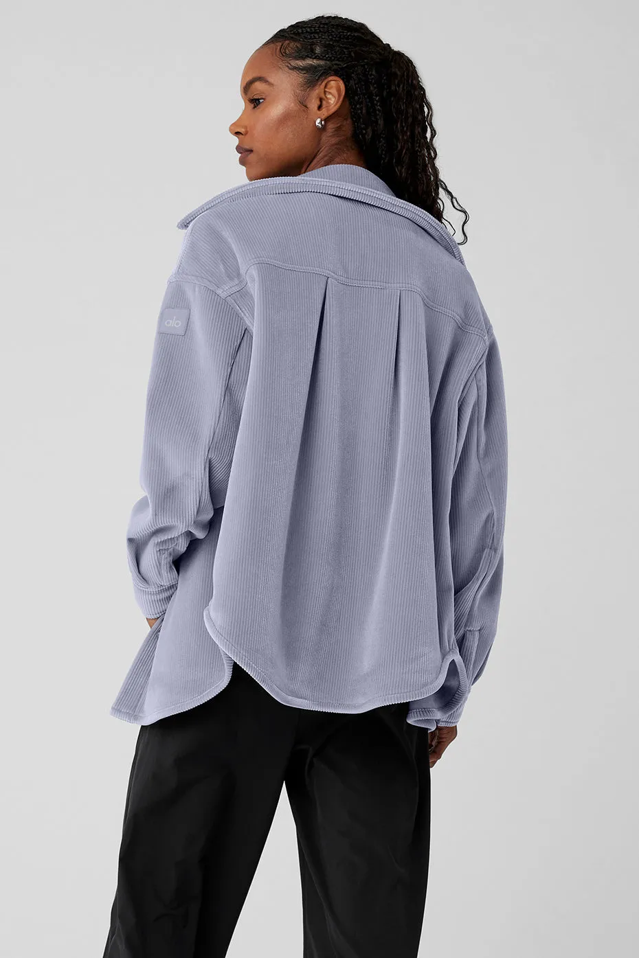 Ribbed Velour Mountain Side Shacket - Fog