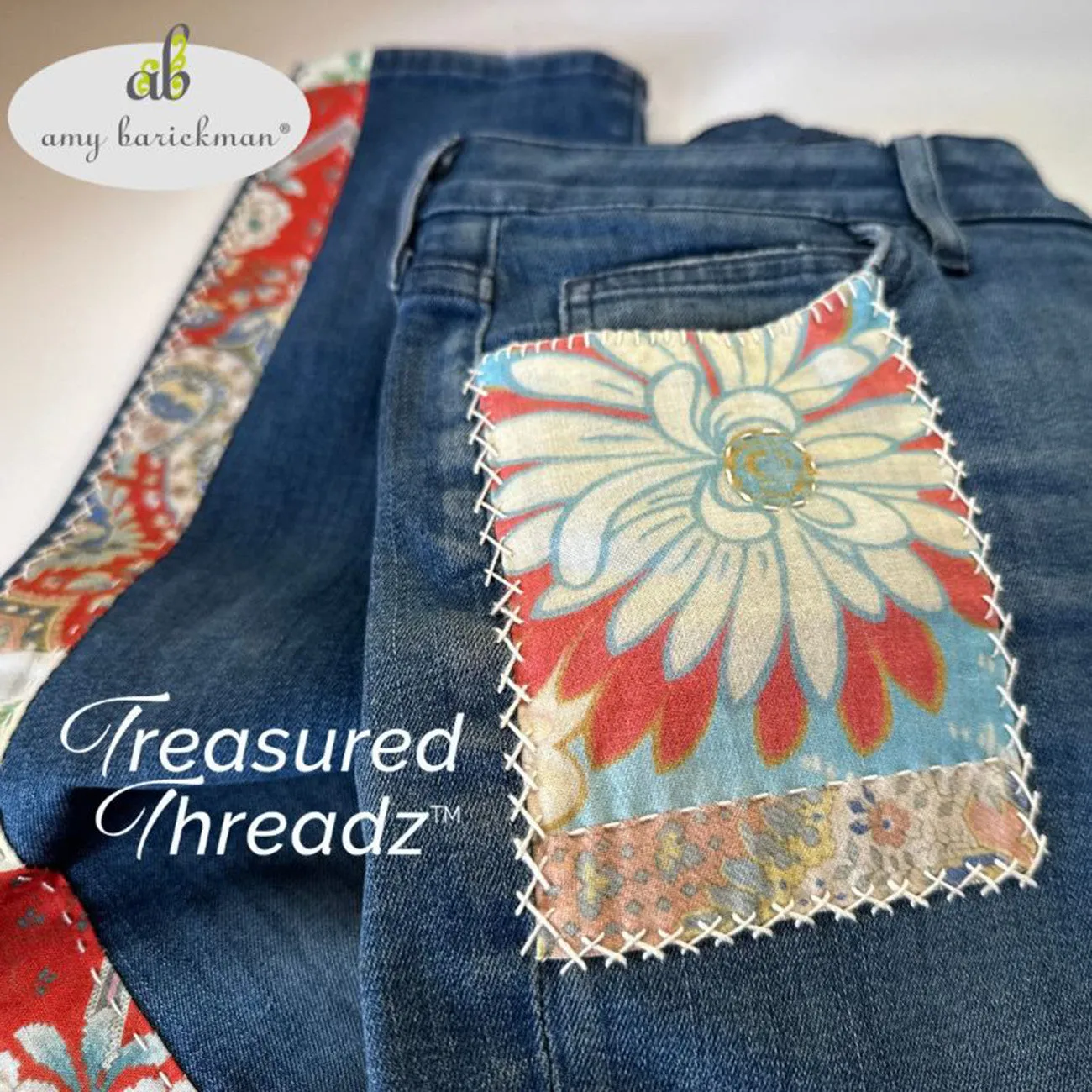 Roses & Daises Patchwork Fabric Panel by Amy Barickman for Treasured Threadz