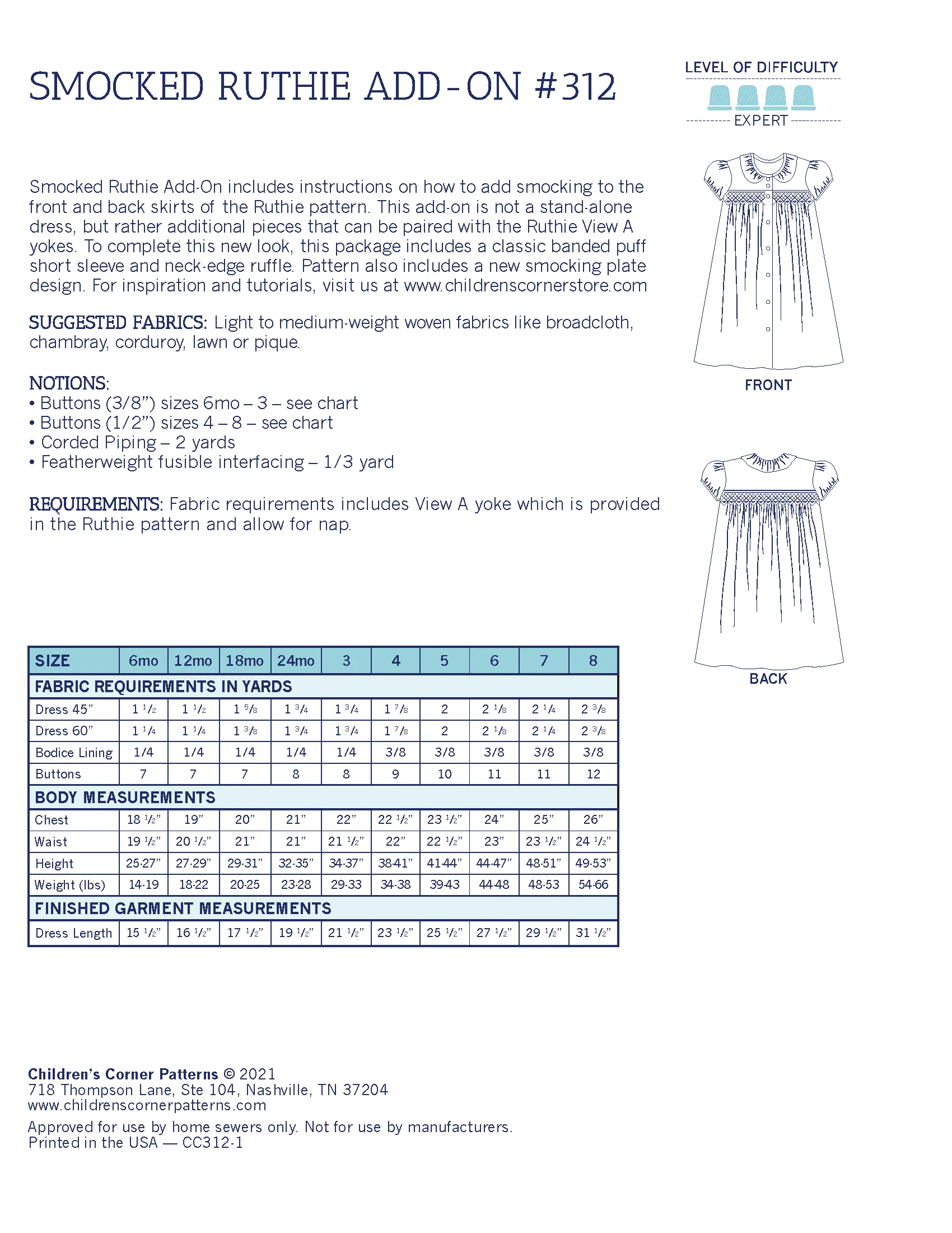 Ruthie Smocked Add-on - Digital Download