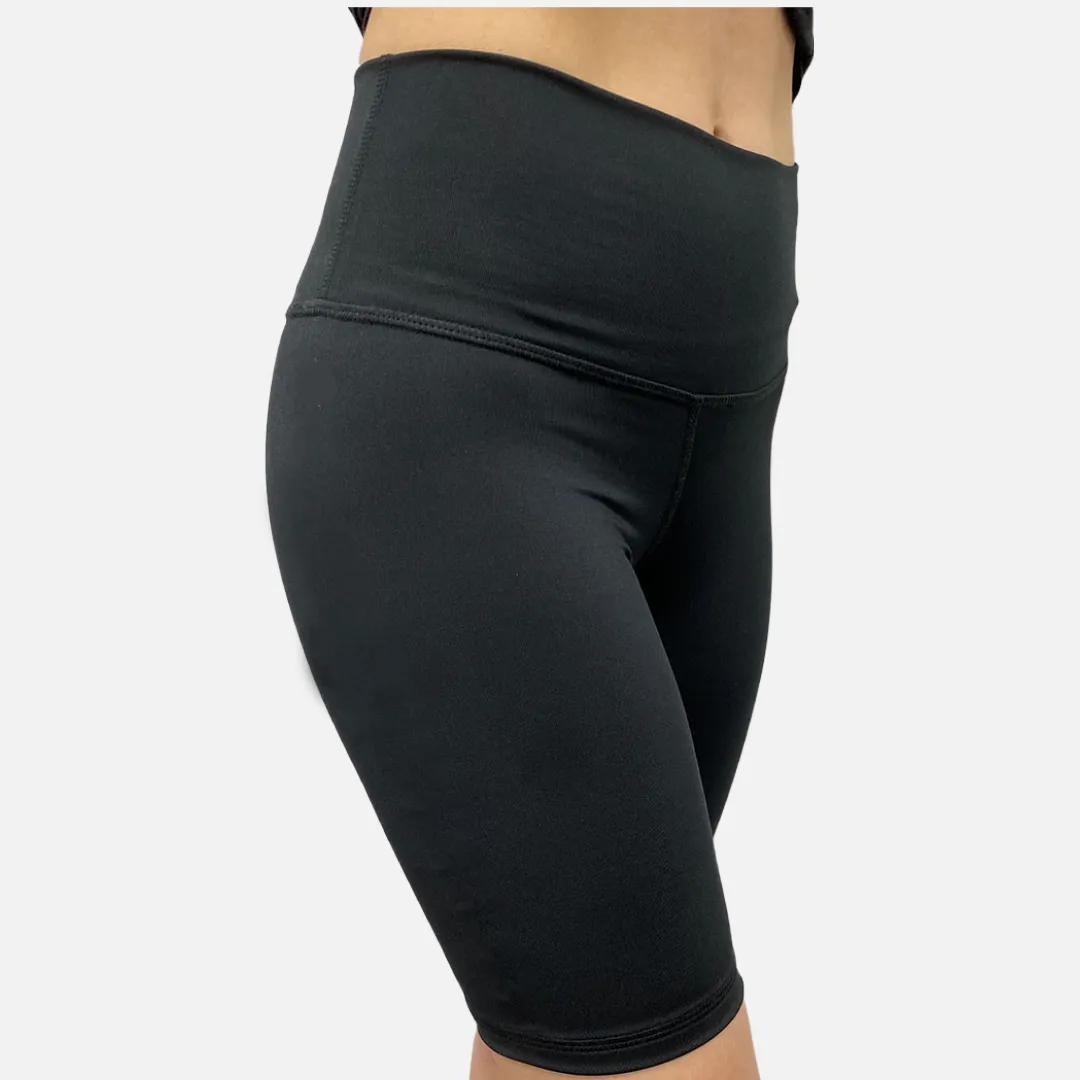 Sofia Black Biker Shorts with Glossy Single Croc Stripe