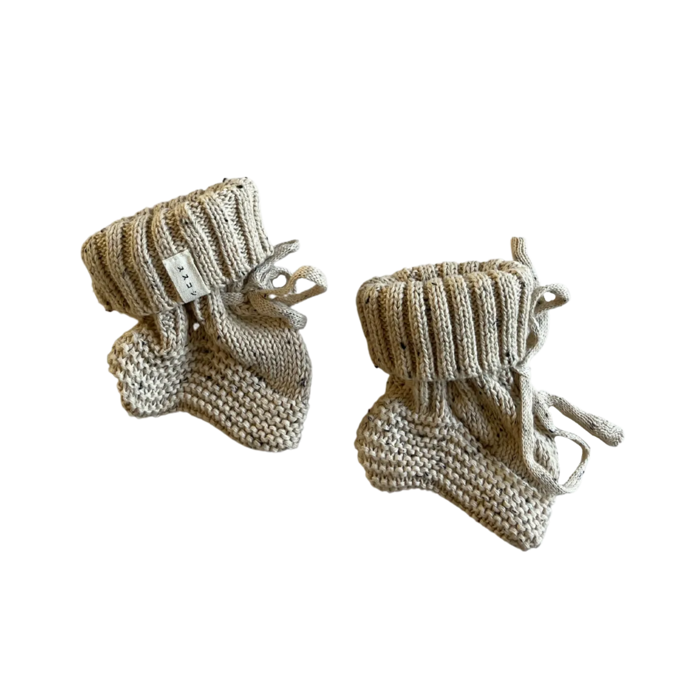 Susukoshi Organic Knitted Baby Booties - Husk Speckled