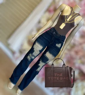 The Faded Out Jeans With Side Button (Dark)