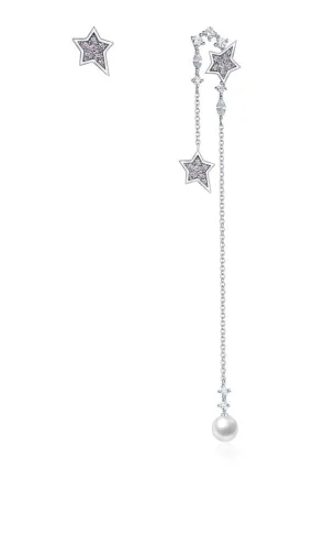 THIALH - Galaxy - White Gold Statement Star Earrings