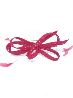 Tulip Red Loop Bow Diamante Fascinator