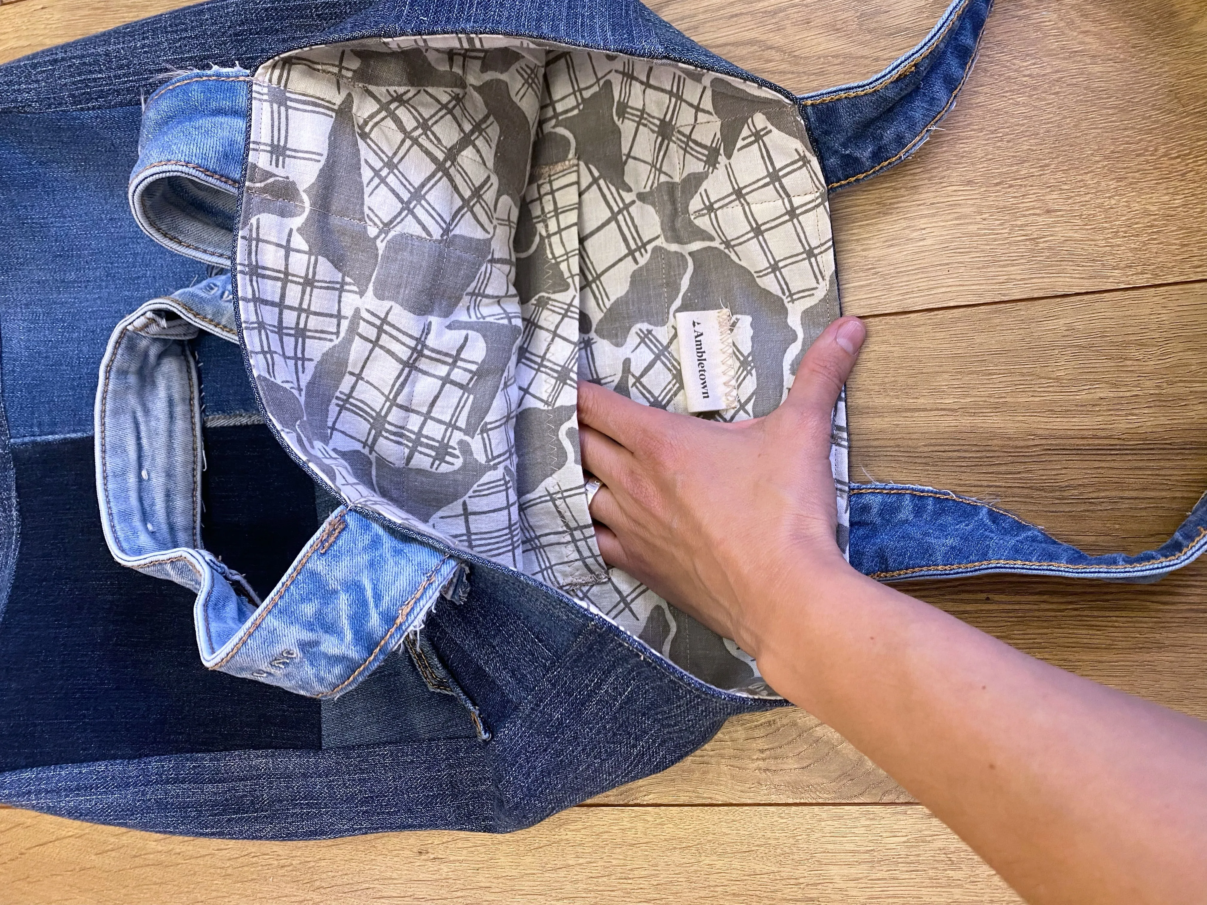 Upcycled denim tote