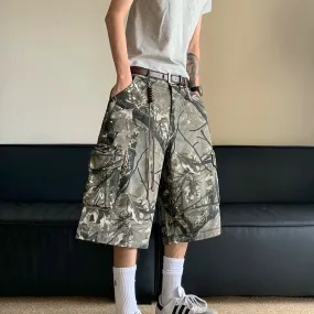 Wiaofellas  -  fall outfits American Camouflage Workwear Cropped Pants Summer New Trend Casual Leg Length Loose Contrast Color Trousers