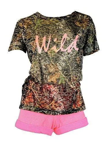 Women's Camouflage Burnout Short Sleeve Tee Shirt